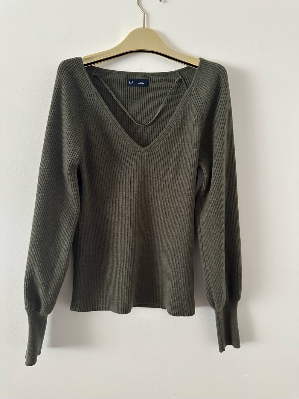 GAP Olive Green V-Neck Ribbed Sweater